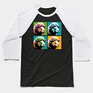 Vibrant Flock Fantasy: Pop Art Sheep Splendor Baseball T-Shirt